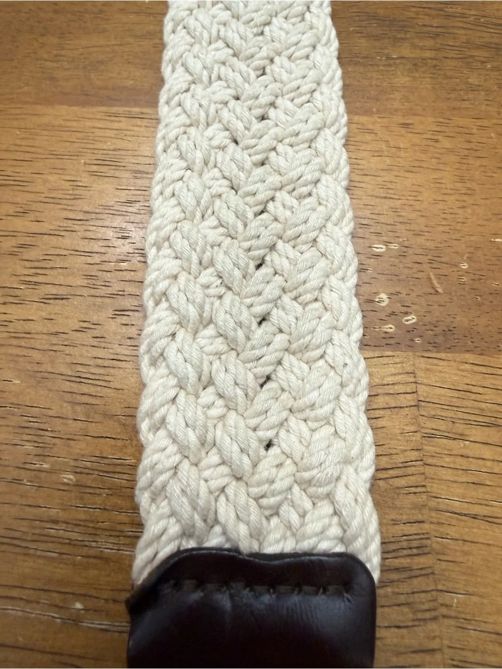 J. Crew Nautical Braided Rope Belt with Leather Trim Anchor Detail M/L - Picture 4 of 4